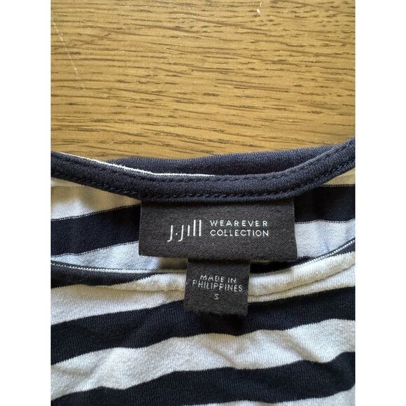 J Jill Wearever Collection Women Size Small Striped 3/4 Sleeve Shirt Stretch - Picture 3 of 12